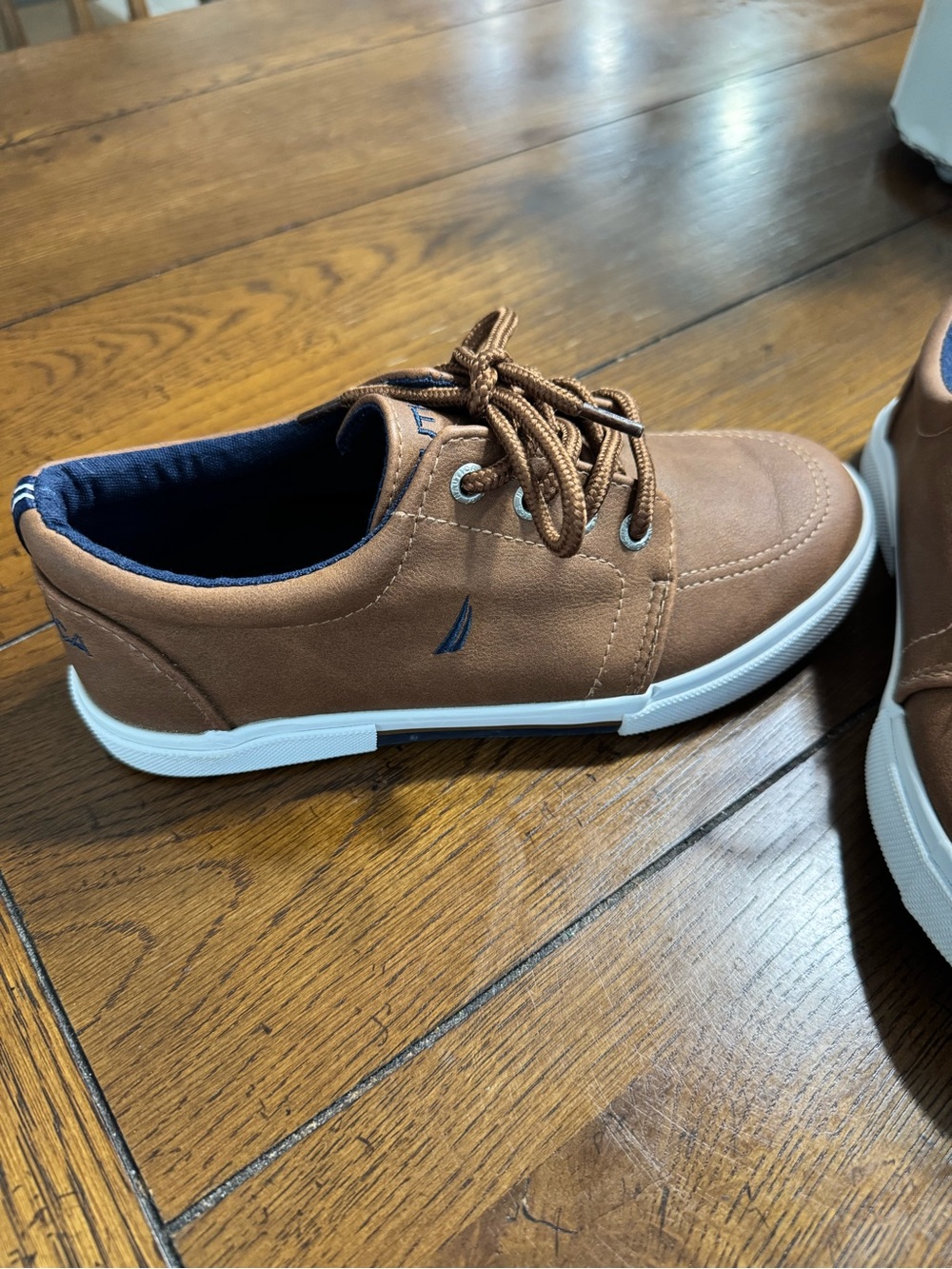 Nautica Boys Brown Canvas Sneakers with White Soles - Picture 4 of 8